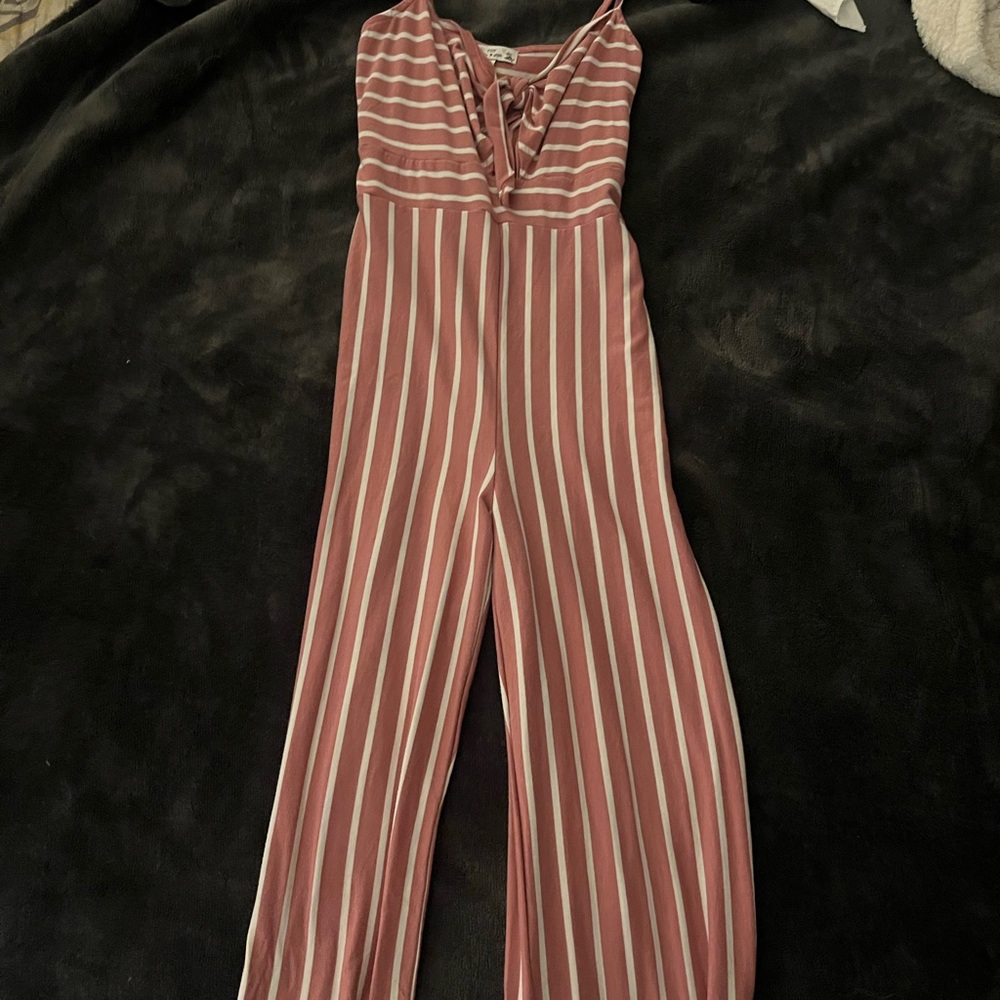 Poof! Pink and White Striped Jumpsuit